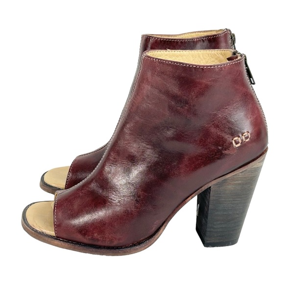 Bed Stu Shoes - BED STU Women's Dark Scarlett Rustic Onset Peep Toe Leather Ankle Boots sz 9